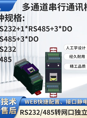多路RS232485串口转网口透传通讯模块设备联机Modbustcp转rtu