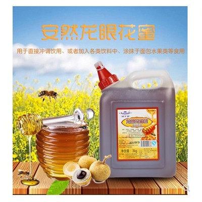 安然龙眼蜜蜂浆奶茶原料专用3kg桂圆花蜜果味浓缩大桶装3000g商用