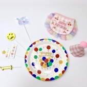 宠物猫咪狗狗生日装 扮围巾帽子蜡烛餐盘饰品搭配格子蕾丝边字母