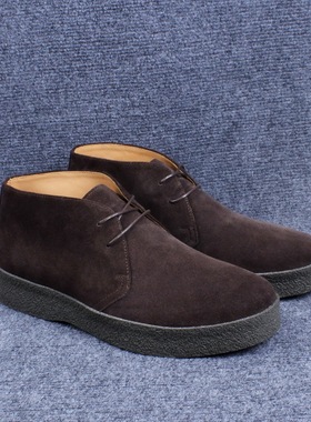 SANDERS CHUKKA复古英伦休闲皮马丁靴工装男高帮翻反毛沙漠靴皮鞋