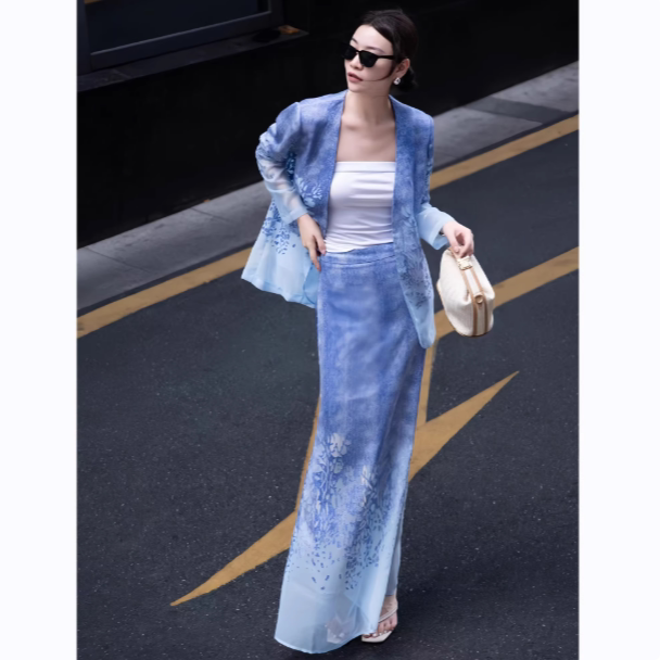 2026春季新款高定设计感西装长袖外套包臀半身裙两件套女1041
