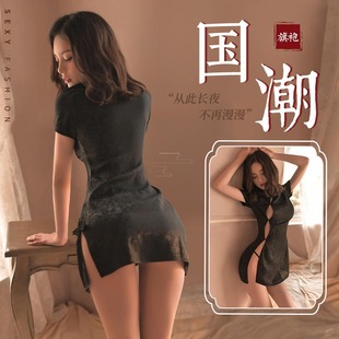 直播衣服女主播服装性感镂空年轻款贴身短款少女旗袍改良版连衣裙