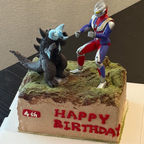 网红奥特曼蛋糕装饰摆件迪迦超人打怪兽男孩儿童生日派对烘焙装扮