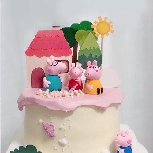 田园风蛋糕装饰插牌卡通森系太阳小房屋插件儿童派对烘焙装扮