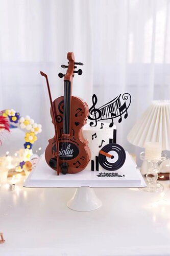 塑料吉他大提琴蛋糕装饰音乐乐器