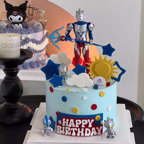 奥特超人儿童男孩生日蛋糕装饰摆件赛罗迪迦银河捷德泽塔烘焙插件
