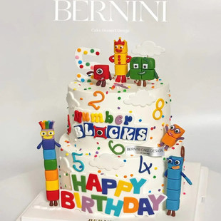 网红可爱儿童生日数字积木Mumberblocks蛋糕装饰动画人偶玩具