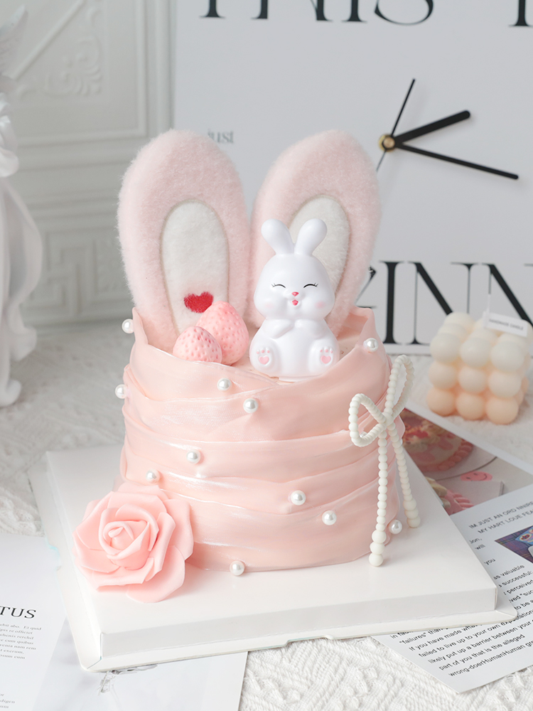 发光兔子蛋糕装饰甜品台珍珠围边