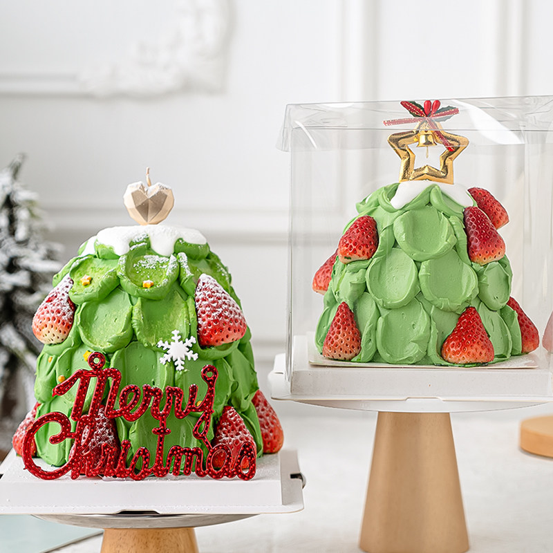 圣诞节许愿树造型蛋糕装饰草圈叶子插件平安夜merrychristmas插牌