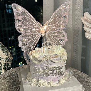 网红女神生唯美刺绣带灯大蝴蝶摆件发光灯串女王装 抱抱酱爆款 扮