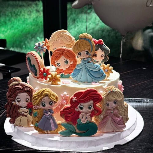 卡通童话公主小仙女生日蛋糕装饰摆件小女孩生日甜品台装扮插件