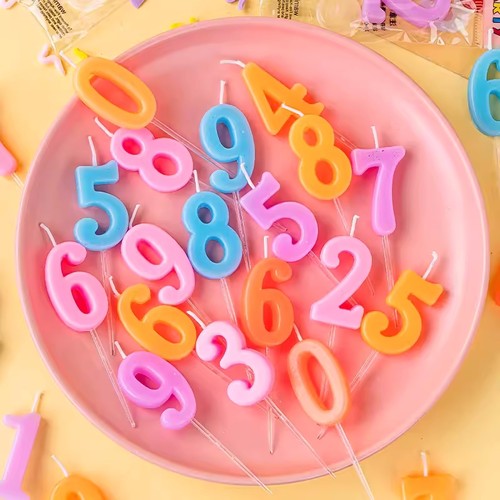 彩色数字蜡烛0-9带底托蛋糕装饰儿童周岁成人生日派对甜品台装扮