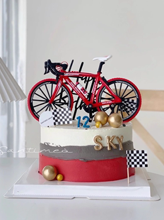 扮插件 饰公路自行车模型摆件山地车男生男神生日装 蛋糕装 网红男士