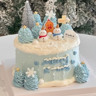 饰摆件圣诞节可爱甜筒小雪人路牌甜品插件 2025网红烘焙蛋糕装