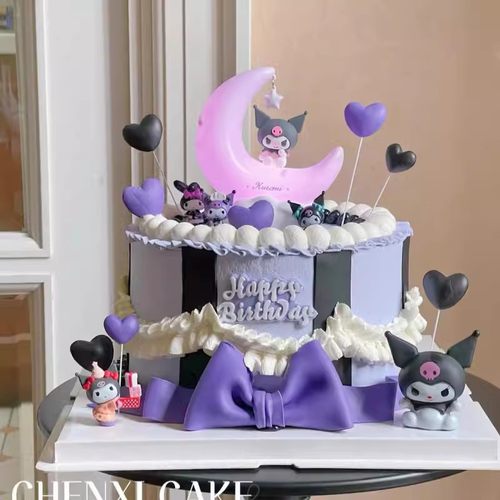 网红同款可爱月牙灯库洛米蛋糕装饰摆件三丽鸥儿童生日烘焙插件