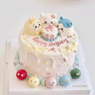 网红吉伊卡通乌萨奇小八儿童生日派对烘焙装扮蛋糕装饰摆件