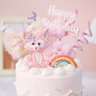 网红生日蛋糕装饰摆件女明星川沙妲己树脂玲娜贝儿小狐狸仙女装扮