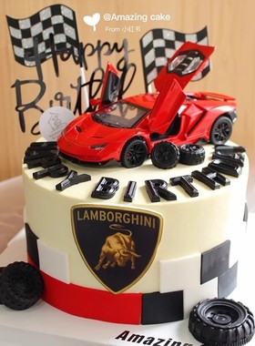 汽车蛋糕装饰红色跑车赛车敞篷车越野车摆件男神男士爸爸生日装扮