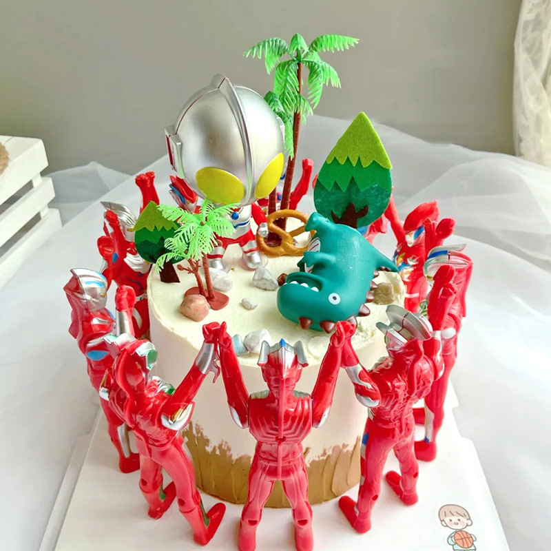 超人打怪兽英雄深林小树蛋糕装饰