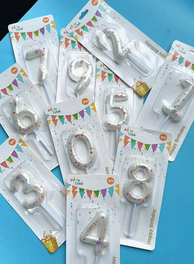 烘焙蛋糕装饰白色气球数字蜡烛渐变色粉色ins风生日蛋糕蜡烛插件