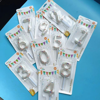 烘焙蛋糕装饰白色气球数字蜡烛渐变色粉色ins风生日蛋糕蜡烛插件