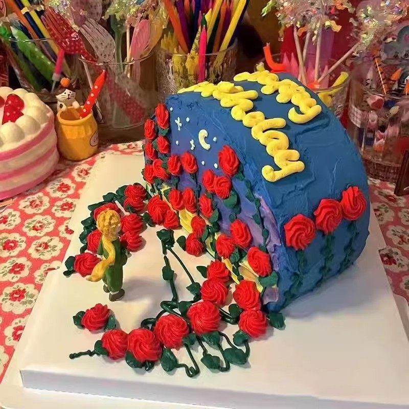 网红卡通可爱小王子迷你树摆件鲜花求婚小王子蛋糕装饰甜品装扮