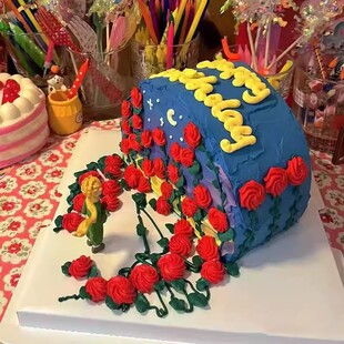 网红卡通可爱小王子迷你树摆件鲜花求婚小王子蛋糕装 扮 饰甜品装