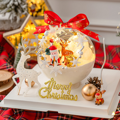 圣诞快乐蛋糕装饰水晶鹿敲敲乐