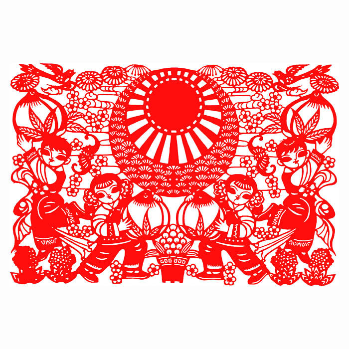 手工剪纸成品半成品 爱国b款16k8k4k2k纸质刻纸手工作业窗花