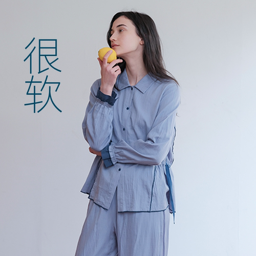 朵朵可可秋季女纯棉前扣睡衣套装