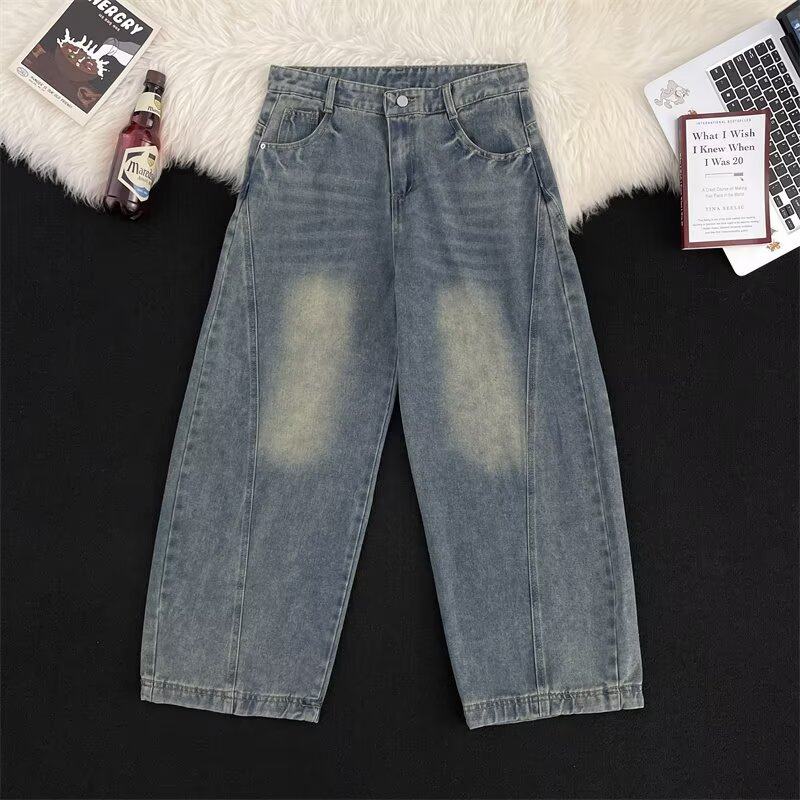 复古解构弯刀牛仔裤男女阔腿宽松显瘦微喇设计垂感直筒廓形拖地裤,男装,牛仔裤,淘宝优惠券,粉丝福利购,淘宝优惠卷