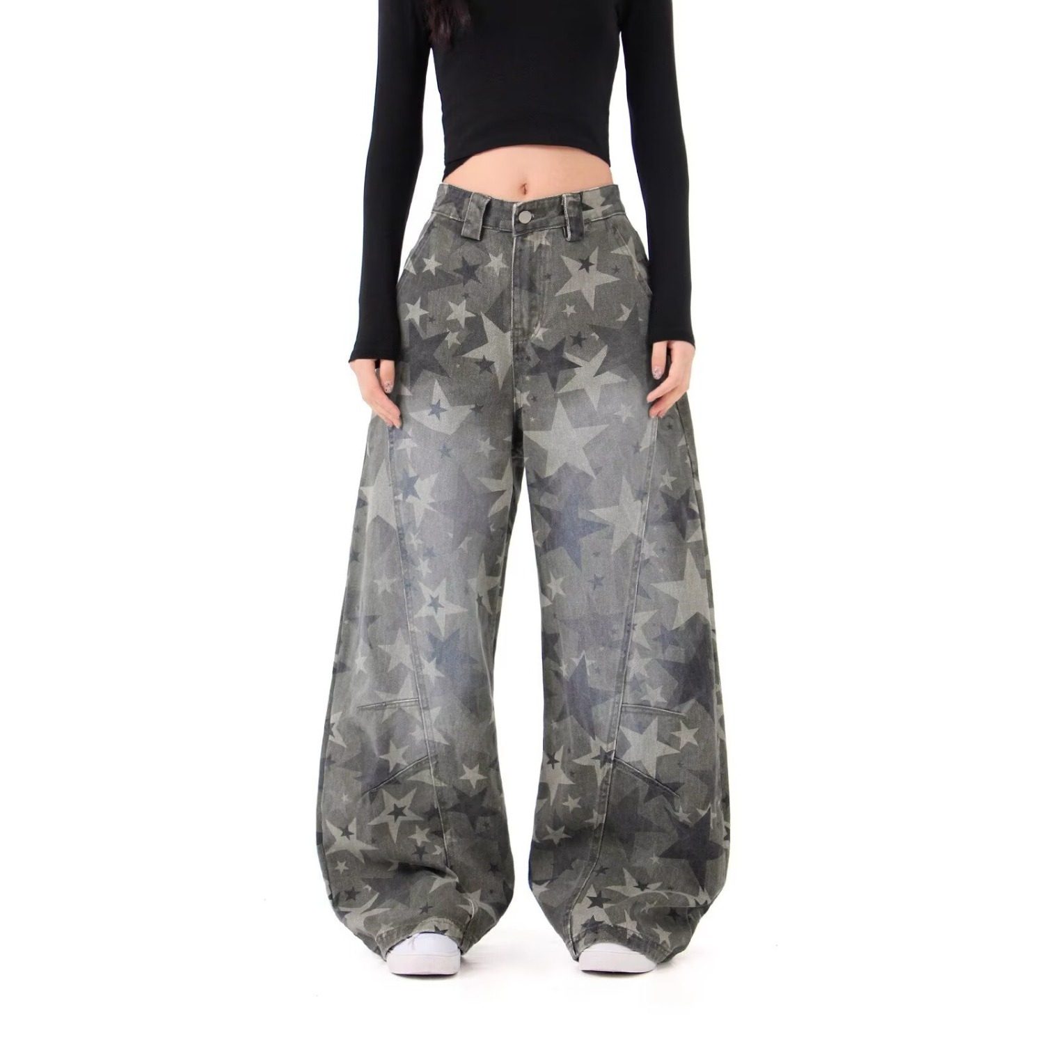 2025复古迷彩牛仔裤男女春秋季阔腿宽松显瘦百搭休闲工装长裤子潮,男装,牛仔裤,淘宝优惠券,粉丝福利购,淘宝优惠卷