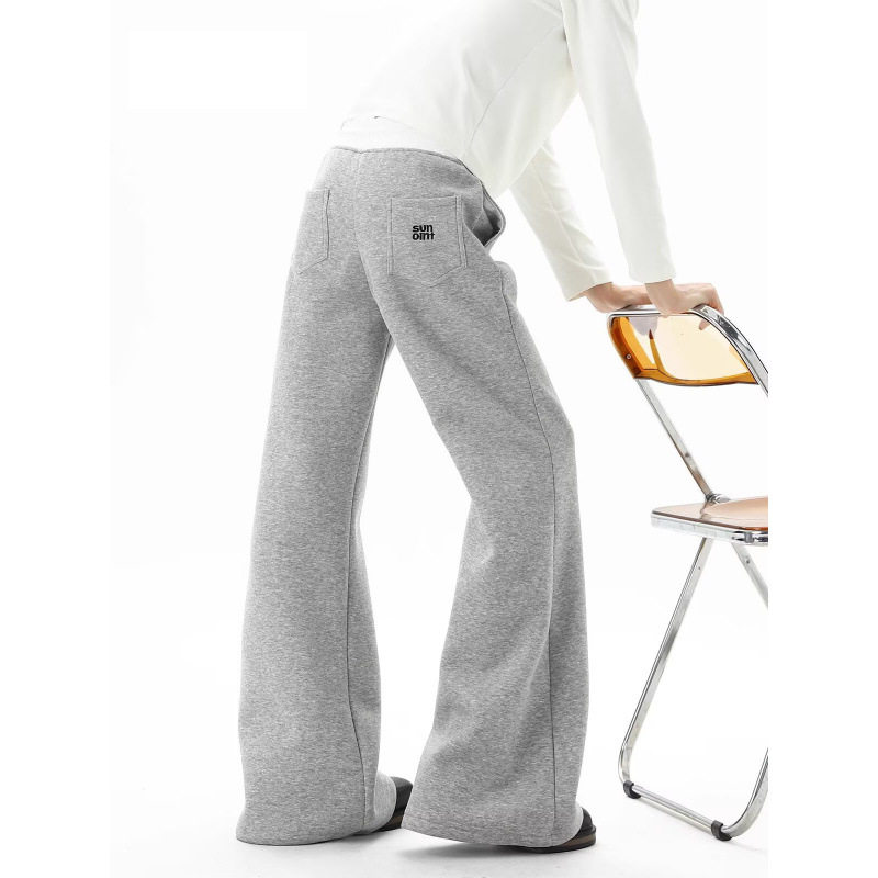 新款美式重磅运动卫裤男女春夏复古微喇长裤高街潮牌双腰头休跨境