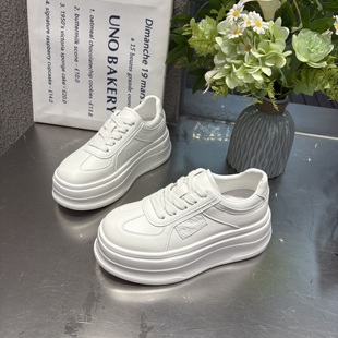 超轻底街拍百搭鞋 2026春季 真皮松糕底休闲女鞋 爱丽厚底小白鞋 新款