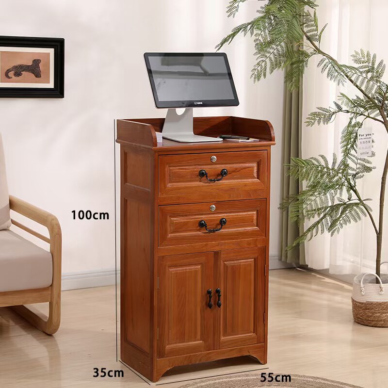 小型收银台个性网红服装店收款台前台接待台实木现代简约复古吧台