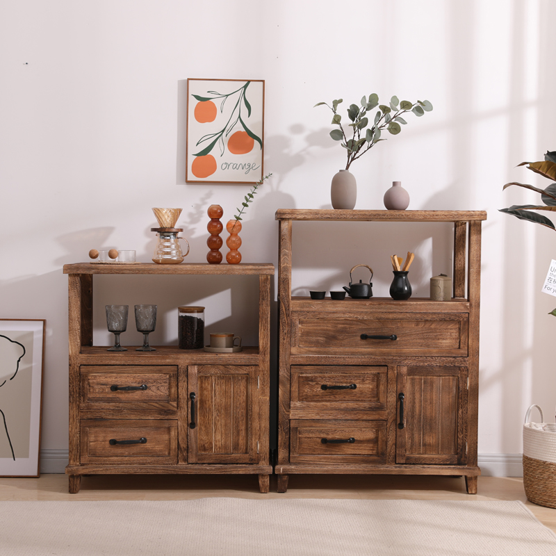 新中式客厅组合柜子北欧胡桃木置物架入户玄关柜子茶水柜斗柜实木