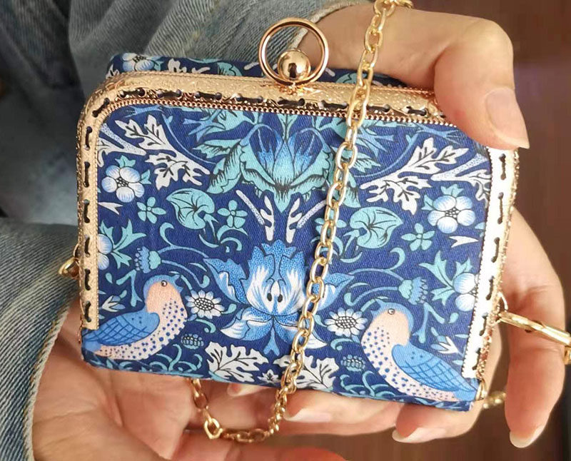 手工清新卡包折叠手机包零钱包 diy材料包可爱时尚小背包 小号