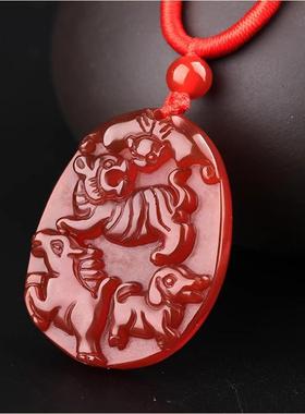2024龙年天然红玛瑙虎马形吊坠