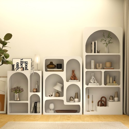 奶油风洞穴柜客厅展示柜飘窗书柜