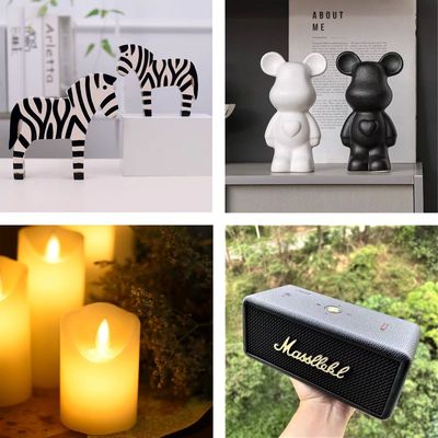 壁炉柜个性摆件装饰画蜡烛家居进门玄关柜餐边柜艺术装饰品暴力熊