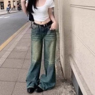 直筒mm牛仔裤低腰美式辣妹子百搭