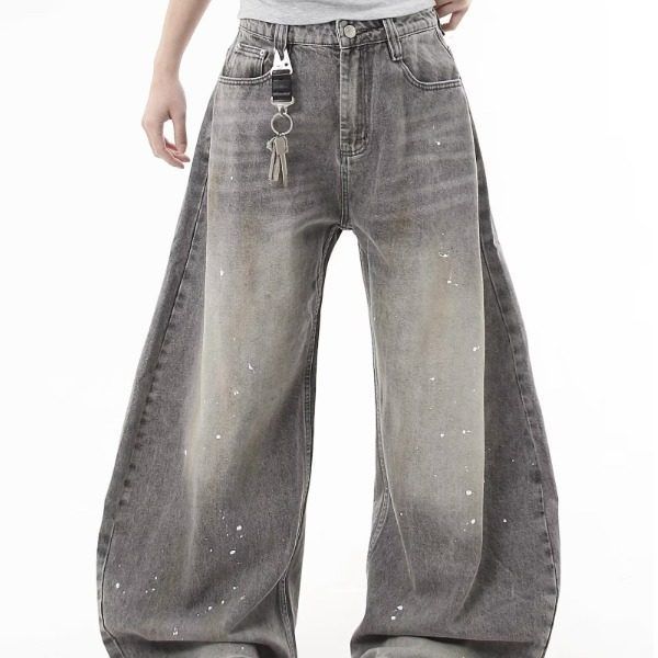 镰刀anfit泼墨弯刀做旧阔腿男女