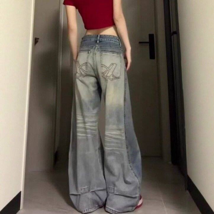 阔腿牛仔裤裤子裤水洗宽松显瘦