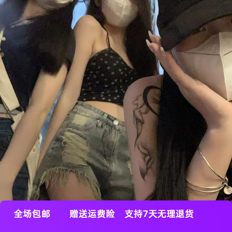 新款牛仔短裤 女字a夏季破洞性感毛边2024薄款小个子辣妹热裤高腰