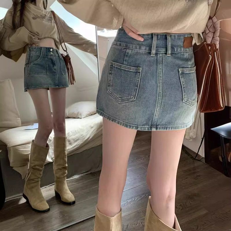 夏季女潮辣妹字半裙子包臀复古