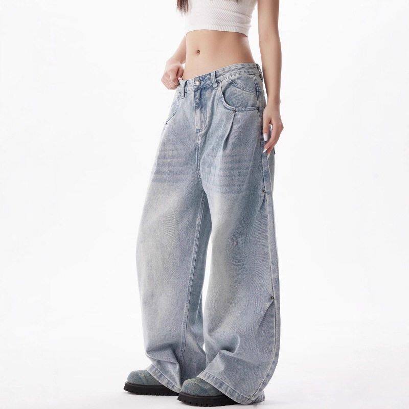 裤子薄款阔腿直筒宽松高端休闲天丝弯刀冰丝凉感长裤女牛仔裤夏季
