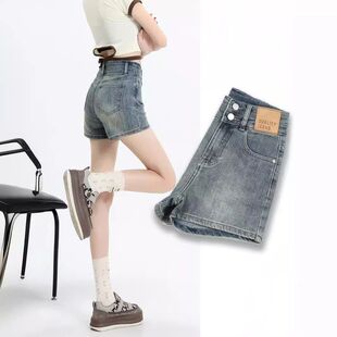 夏天牛仔短裤新款a女显瘦年热裤夏季高腰黄泥2024弹力辣妹字色子