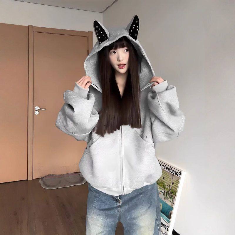 连帽美式运动服休闲卫衣辣妹春秋