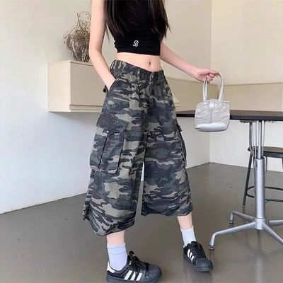 牛仔裤弯刀休闲复古美式迷彩阔