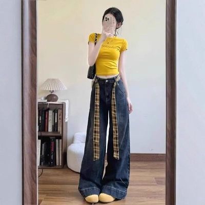 穿黄色配饰潮系腰领巾辣妹薄款
